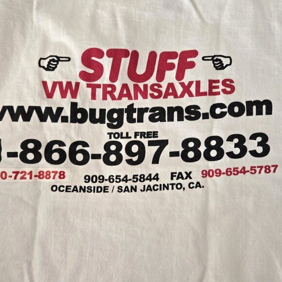 Stuff Volkswagen VW Transaxles California Store Shirt Size Large 20x27 Bugtrans - Picture 3 of 5